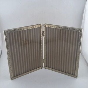 Vintage Double Picture Frame bi Folding Photo Frame‎ Gold Tone MCM Mid Century